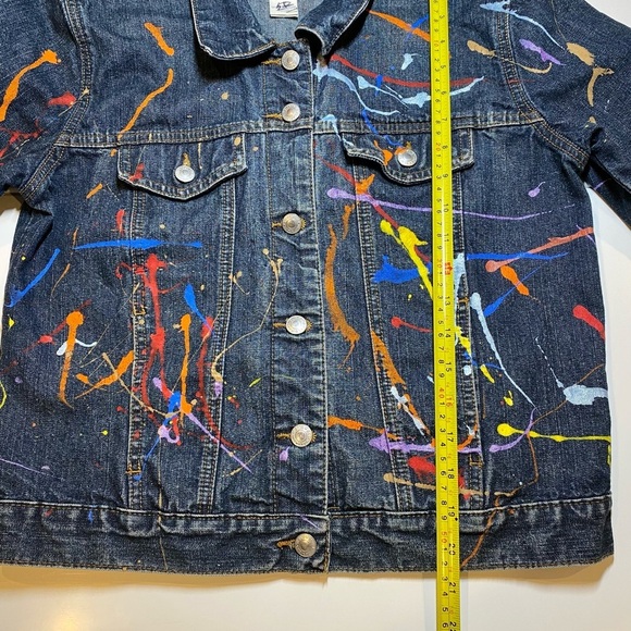 OLD NAVY HAND PAINT BLUE JEAN JACKET SIZE M - Picture 4 of 7